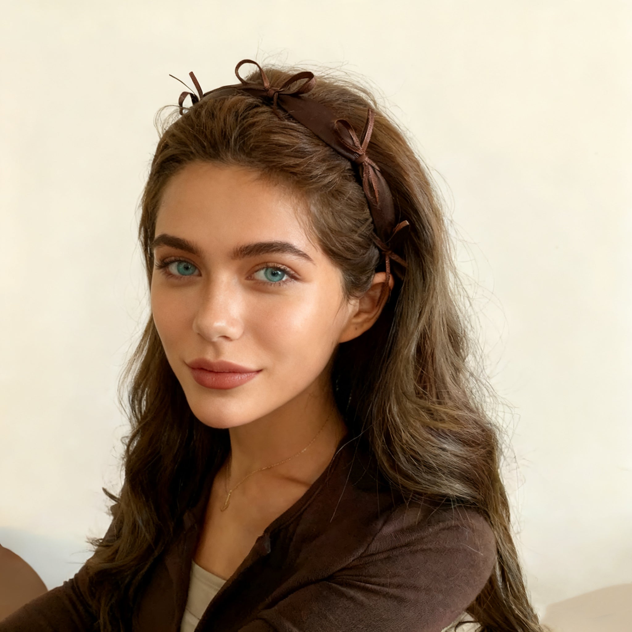 French Bow Headband in Brownie
