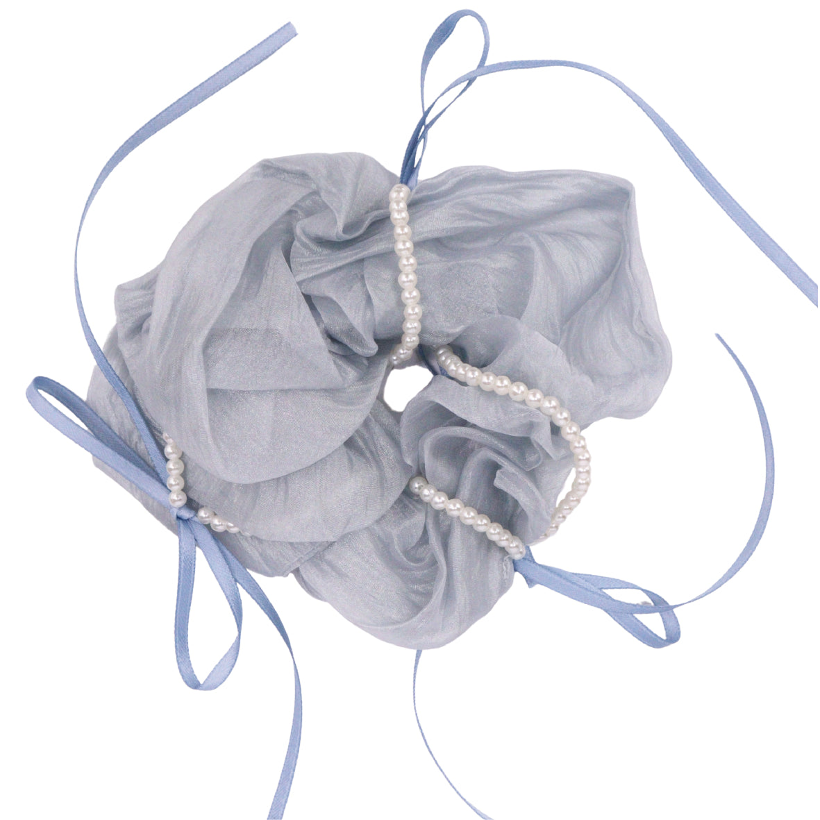 French Bow Scrunchie in Baby Blue