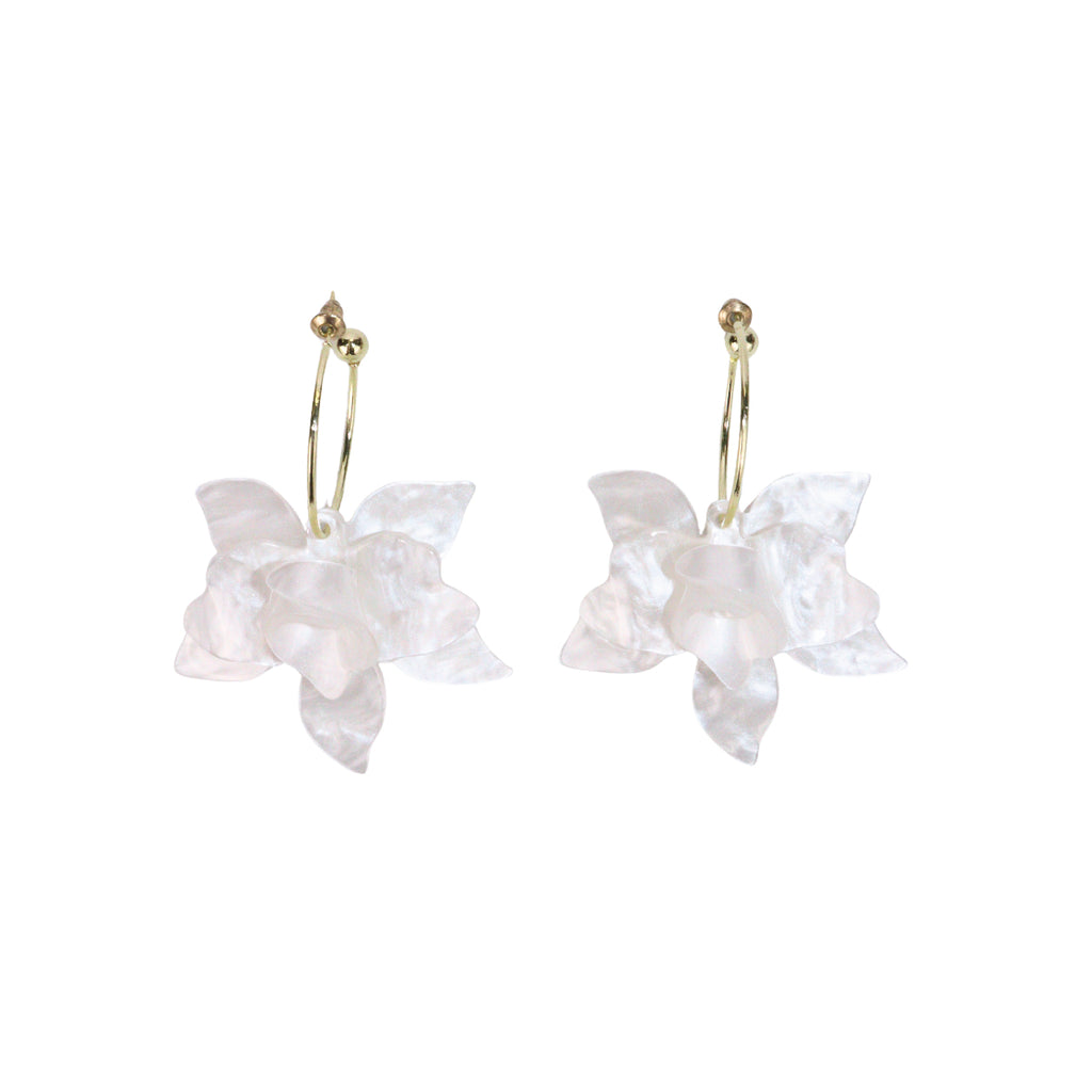 Handcrafted Gardenia Earrings in white lotus