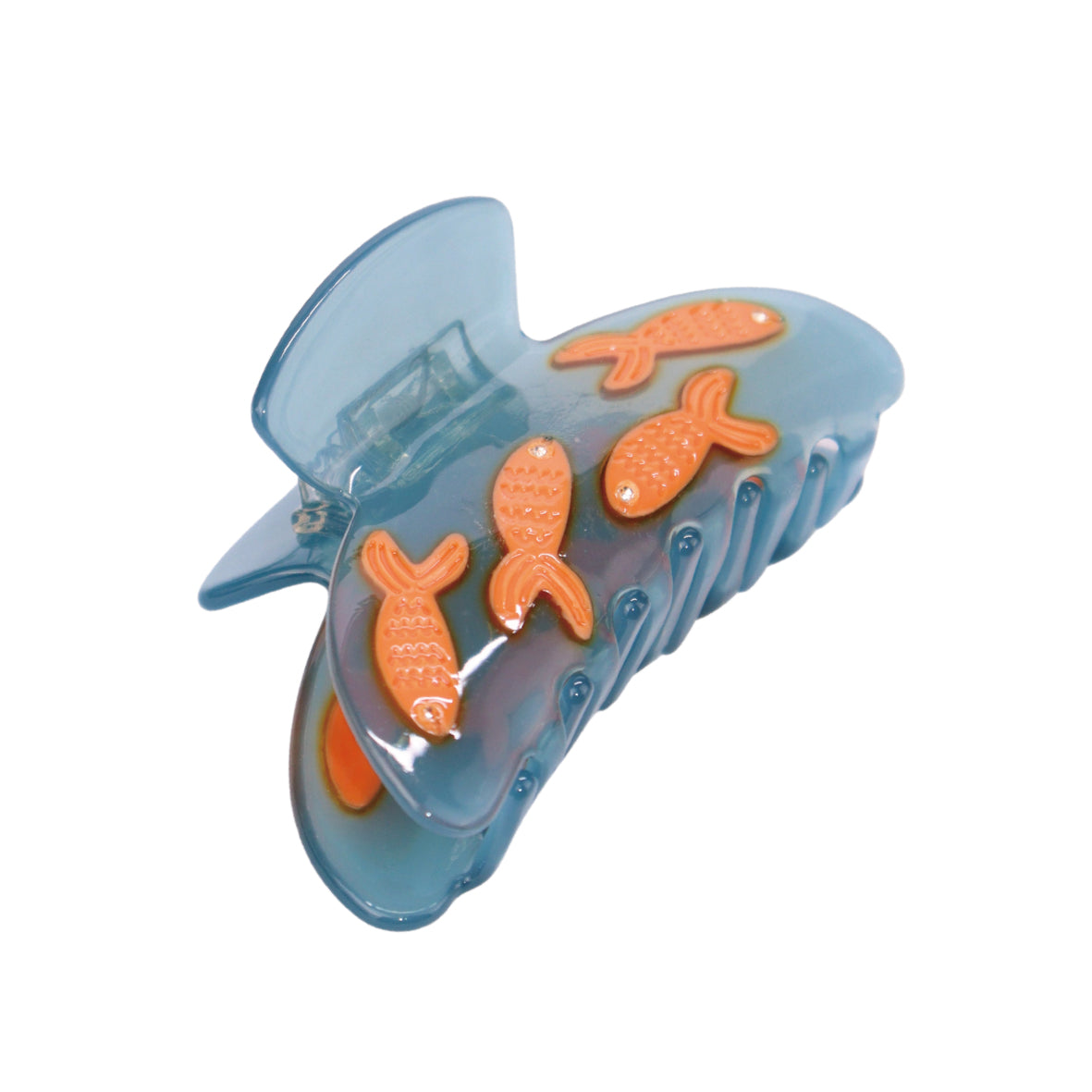 Handcrafted Acetate Hair Clip in Blue Goldfish