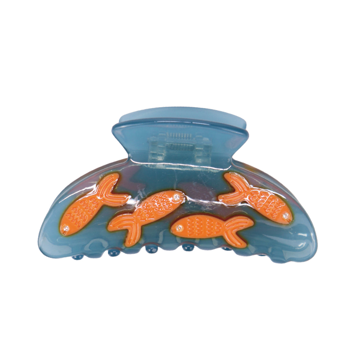 Handcrafted Acetate Hair Clip in Blue Goldfish