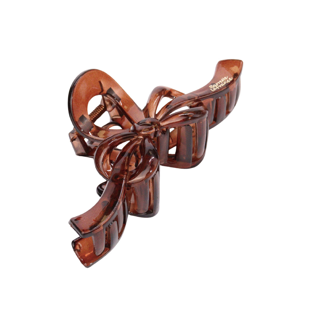 Oversized French Bow Hair Clip in Café Brun