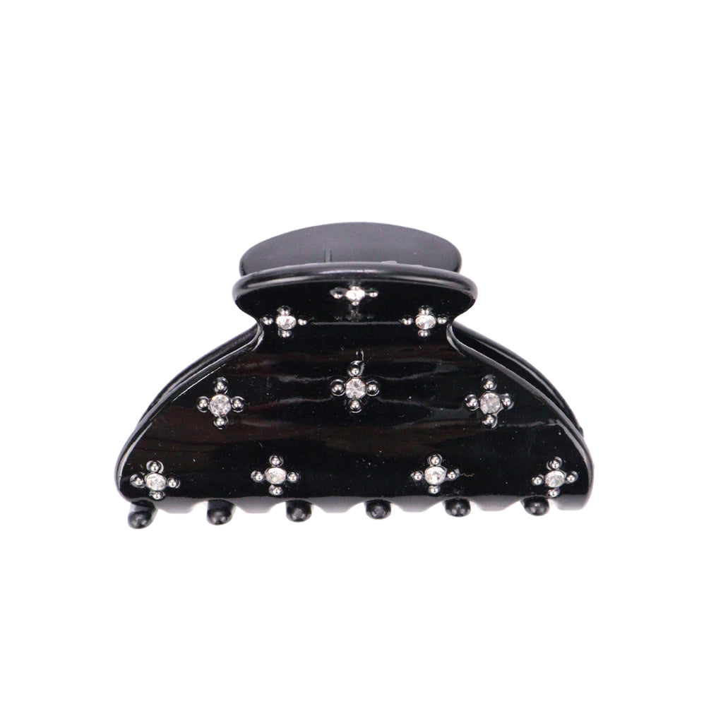 French Hair Clip in Black Sparkle