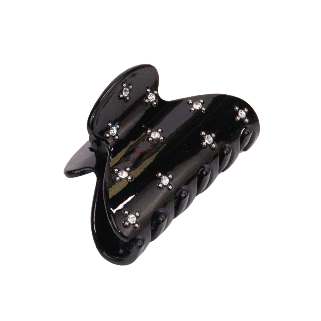 French Hair Clip in Black Sparkle