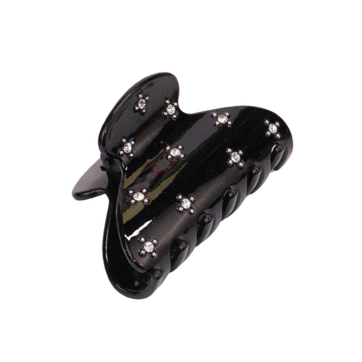 French Hair Clip in Black Sparkle