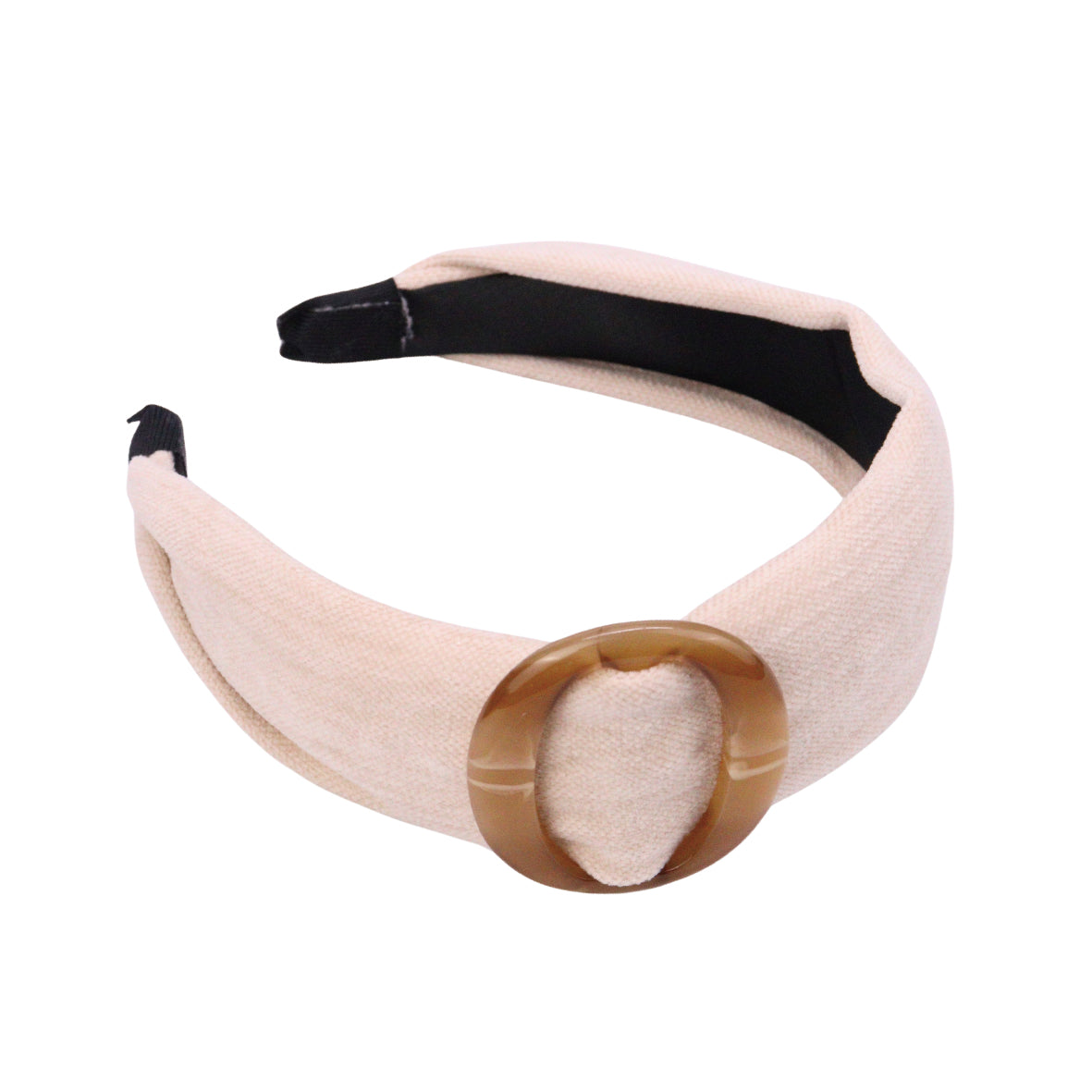 French Buckle Hair Headband in Crème Beige